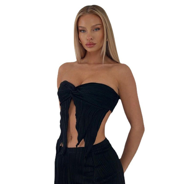 Fashion Pleated Twisted  Backless Tube