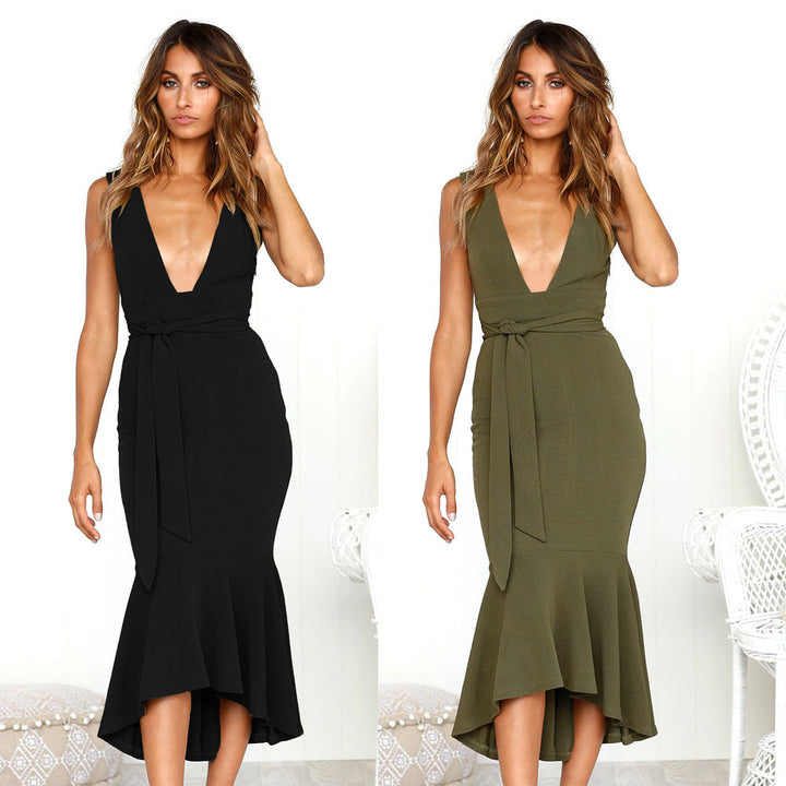 Sexy strapless backless tunic dress